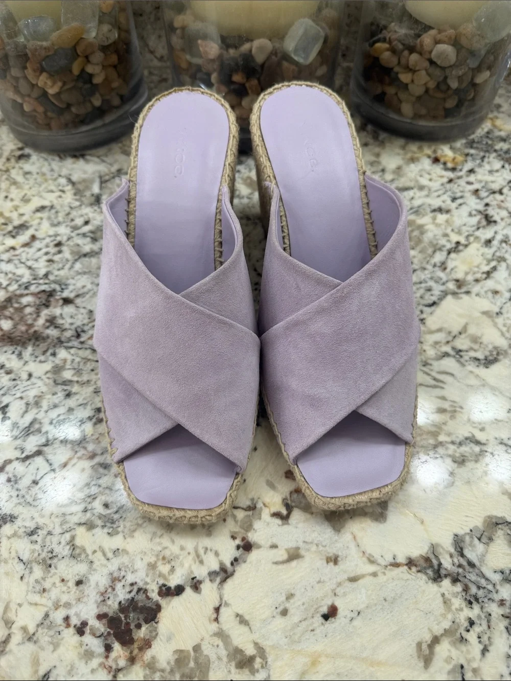 Vince Lilac Espadrille Wedge Slide Sandals